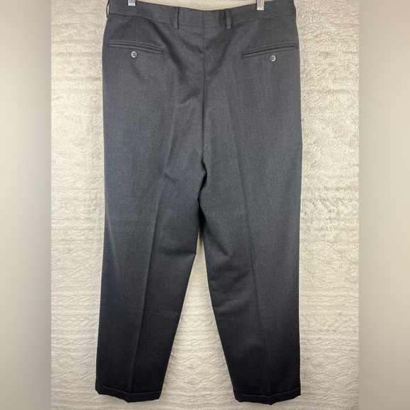 VITO RUFOLO Italian Wool Charcoal Dress Psnts Size 36 Cuffed Hem - Picture 10 of 15